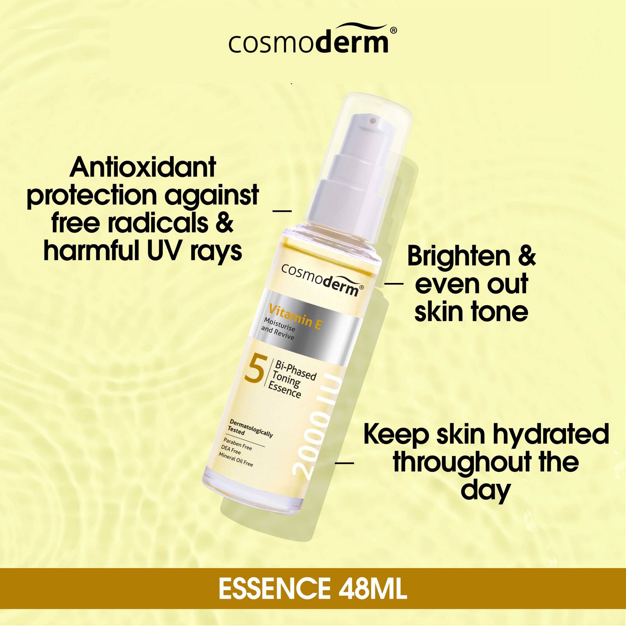 Cosmoderm Vitamin E BiPhased Toning Essence 48ml